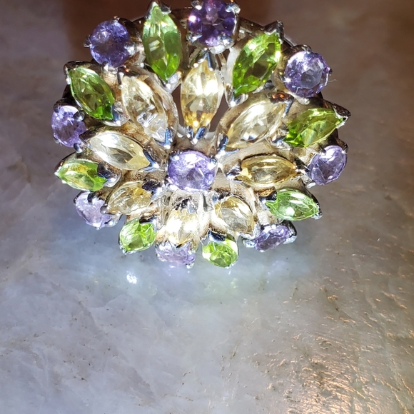 Huge ring citrine, green peridot, amethyst size 7 - Picture 9 of 11